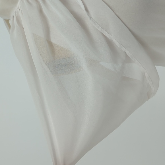 Women Draped Sleeve Bow Neck Chiffon Top White M/L classic victorian coquette gi - Picture 5 of 5